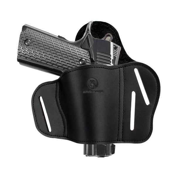 Kosibate 1911 Holster OWB, Leather Belt Gun Holster Fits All 1911 Style Handguns - Colt 1911 - Sig Sauer - Kimber - Remington - Ruger & More